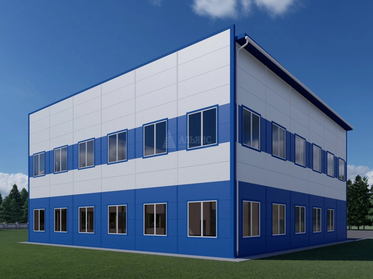 3D визуализация Здание склада с АБК из сэндвич-панелей - фото 3