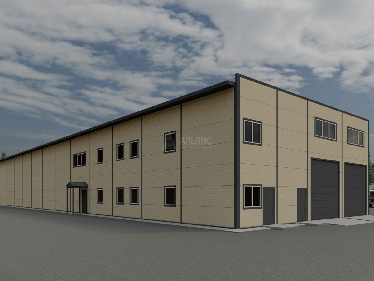 3D визуализация Склад с АБК из сэндвич-панелей - фото 3